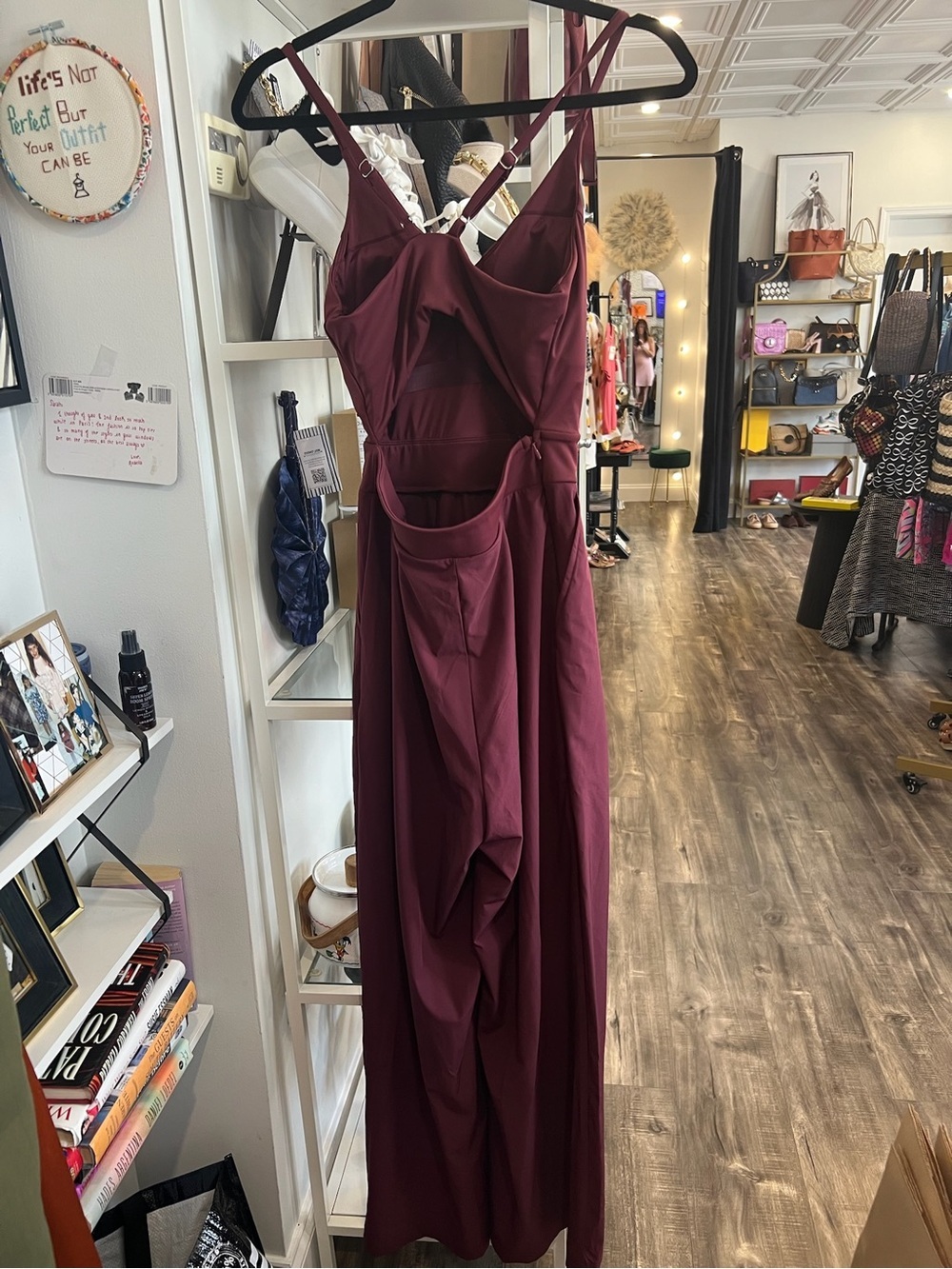 HALARA Wide-Leg Spaghetti Strap Jumpsuit in Plum - Picture 3 of 4